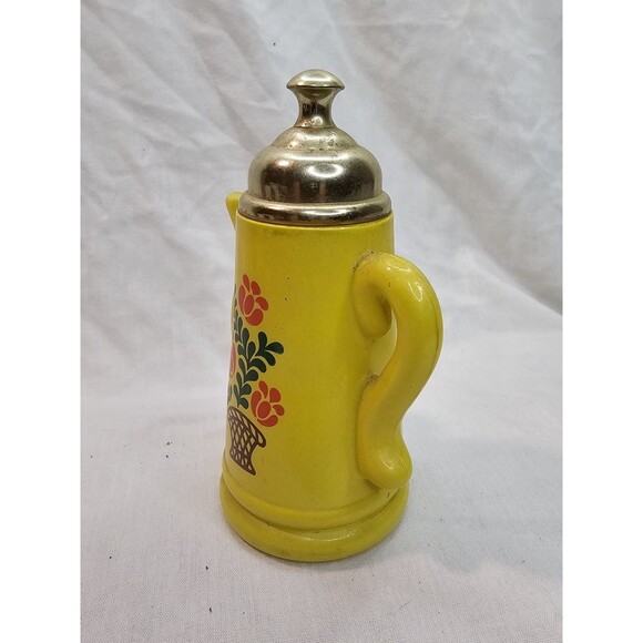 Avon Foam Bath Oil Empty Bottle Koffee Klatch Lilac Yellow Coffee Pot 5 Fl Oz - Picture 2 of 10